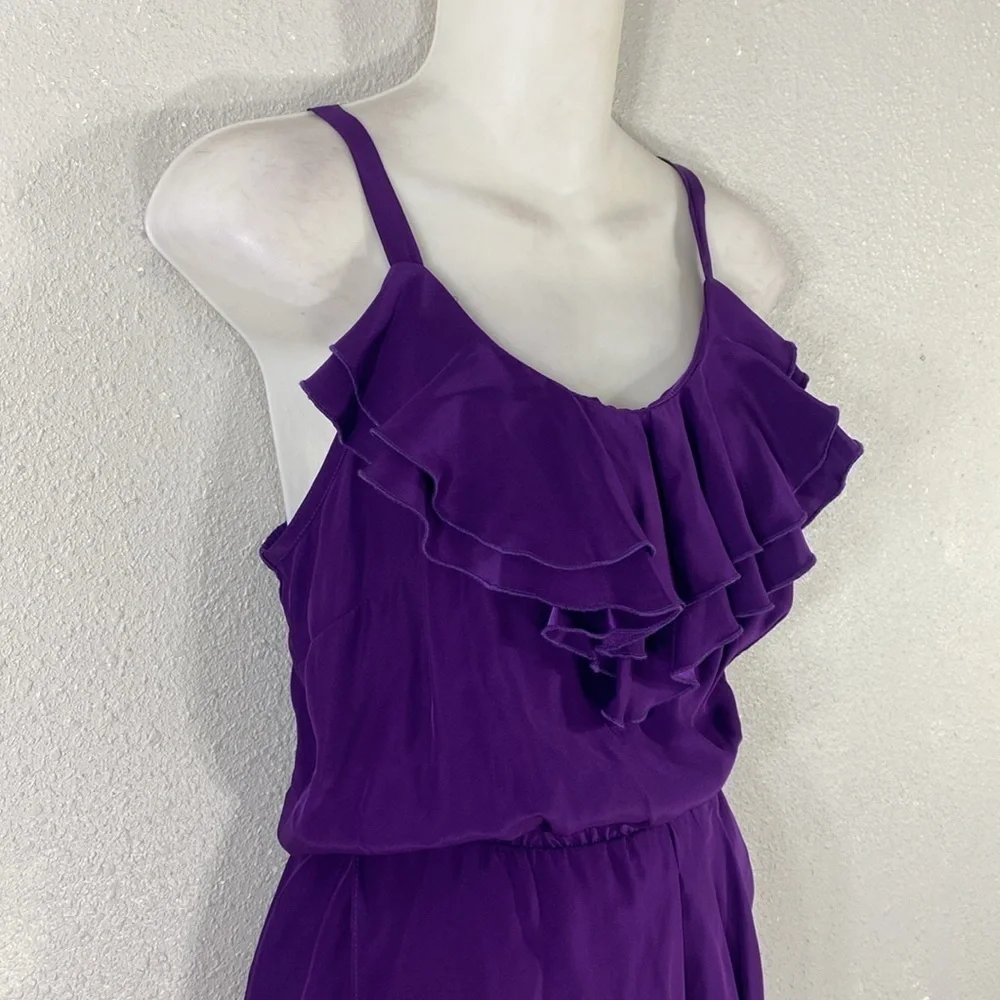 Amanda Uprichard Purple Silk Ruffle Blouson Tank Dress Medium M XX13
